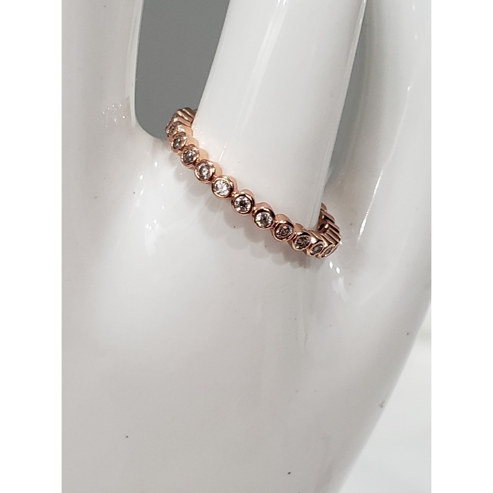 ROSE GOLD SIZE 8 GORJANA CANDICE SHIMMER RING WHITE CUBIC ZIRCONIA stacking